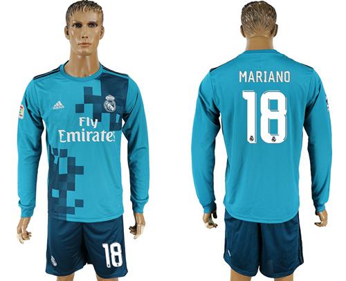 Real Madrid #18 Mariano Sec Away Long Sleeves Soccer Club Jersey - Click Image to Close